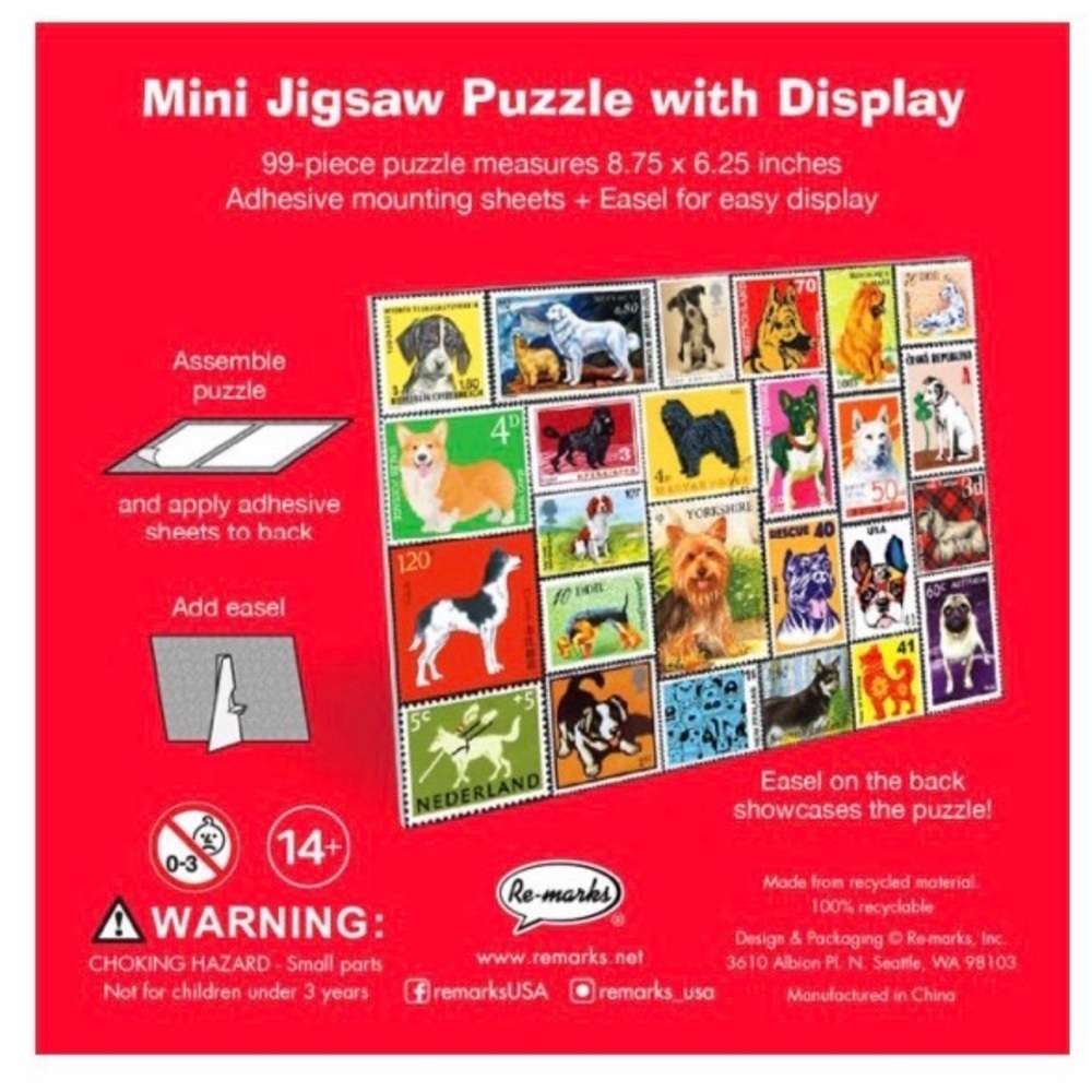 ❤️🆕 PUZZLE Dog Stamps 99-Piece Mini Puzzle Kit by Re-marks - NIB - SEALED - Picture 3 of 3